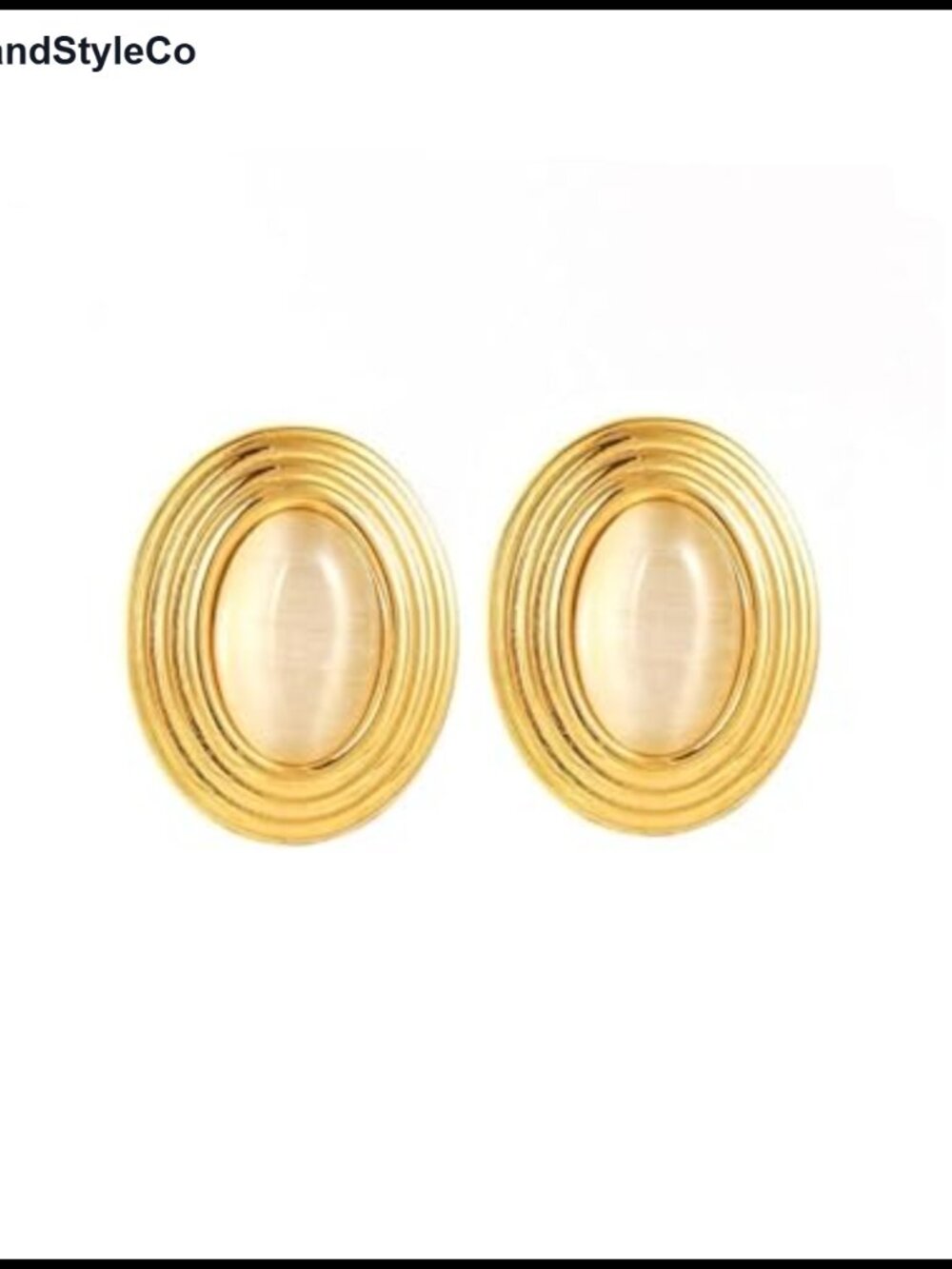 Gold Plated Oval Stone Drop Earrings for Women Lightweight Statement Jewelry